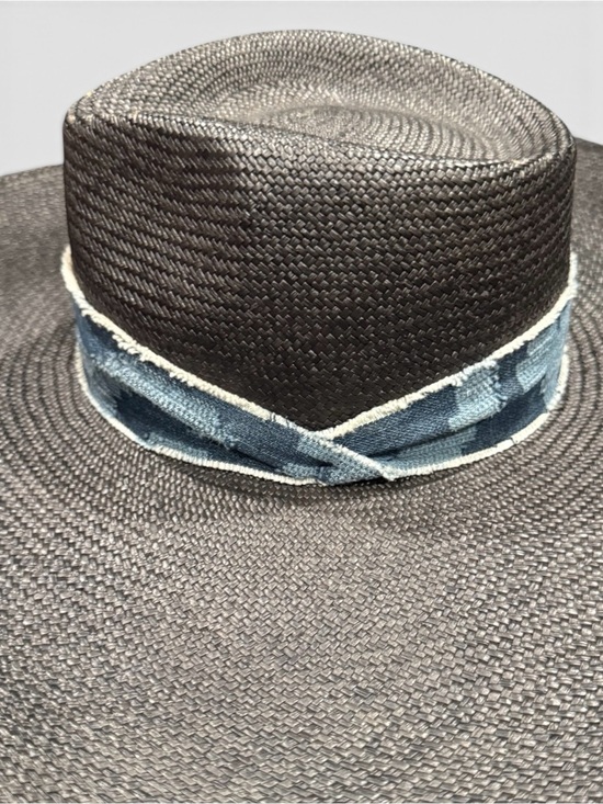rag & bone Wide Brim Straw Hat Black Oversized Boater Fedora Western Luxe main image 5